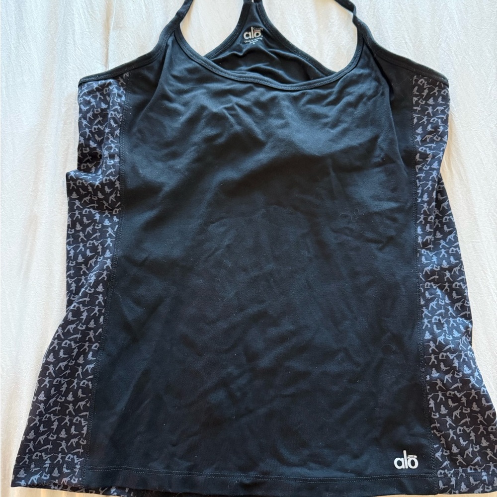 ALO Vintage Yoga Black and Gray Racerback Tank Top